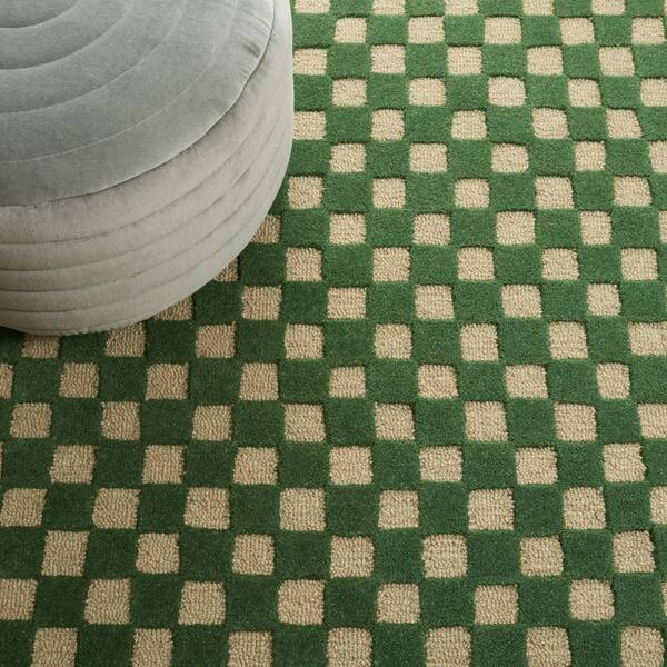 Green and Gray Checker Area Rug