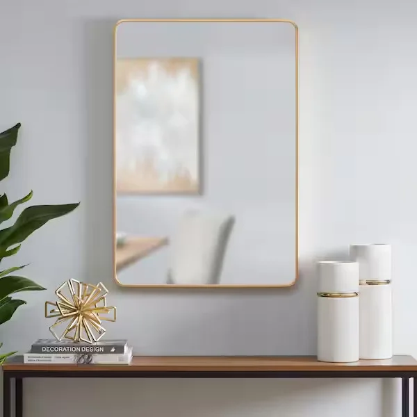 Modern Rectangular Gold Wall Mirror