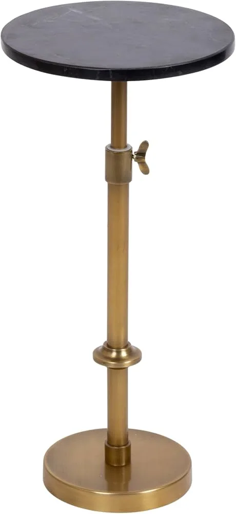 Round Marble and Brass Accent Table