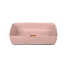 Pink Rectangular Concrete Vessel Sink