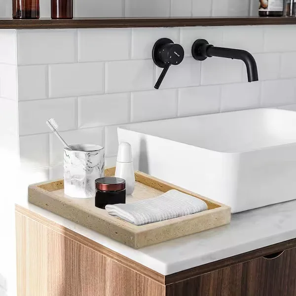 Natural Beige Marble Rectangular Vanity Tray