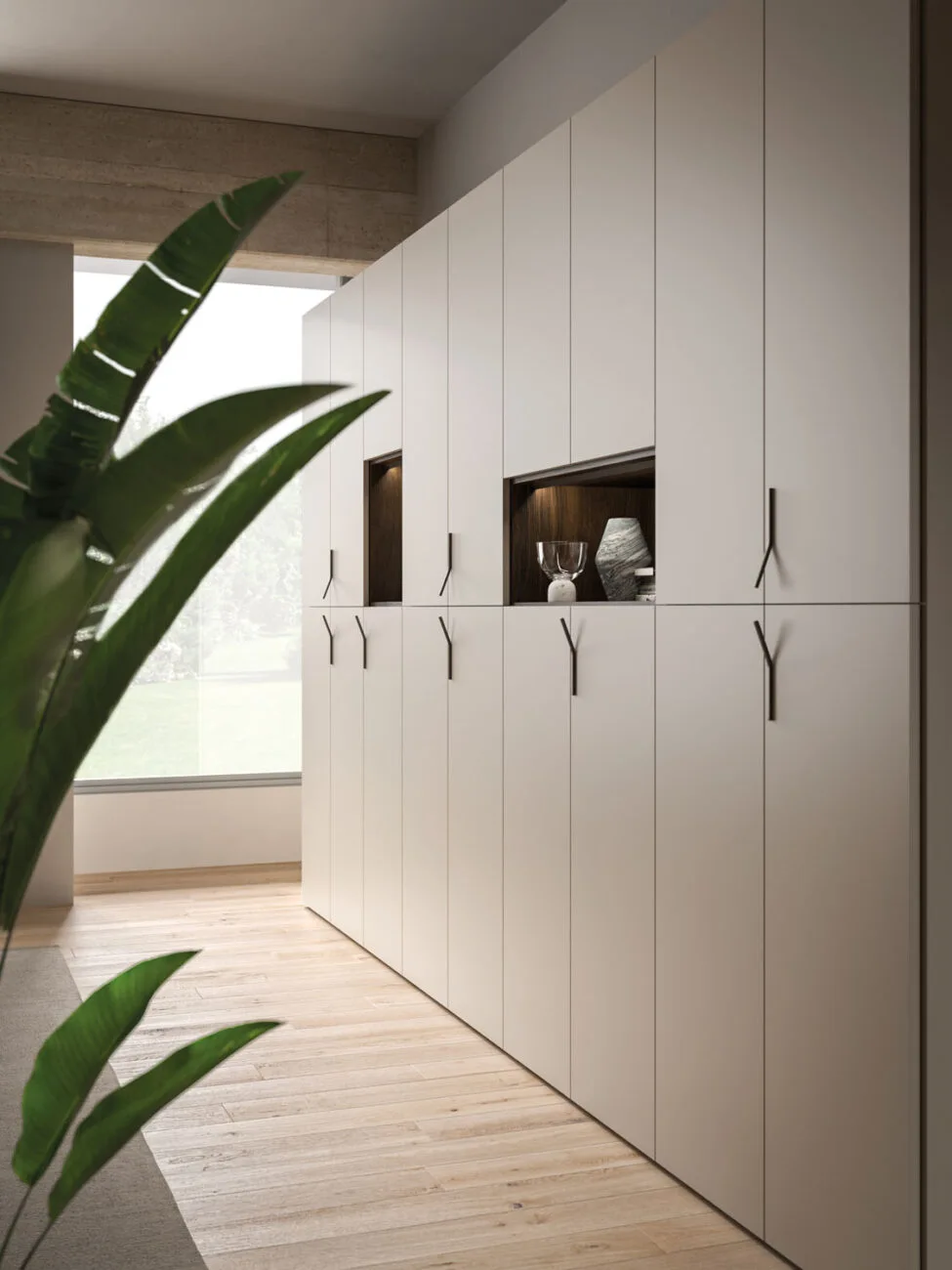 Minimalist Matte Beige Wardrobe Cabinet