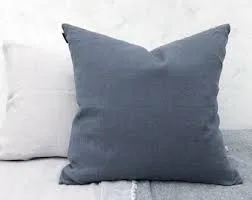 Cloud Grey Linen Throw Pillow