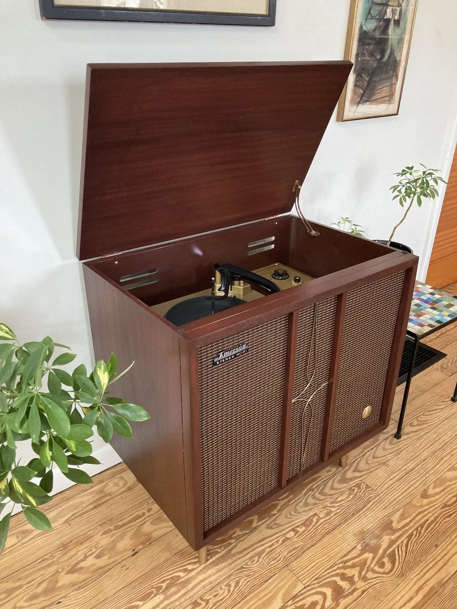 Mid-Century Modern Record Player Cabinet