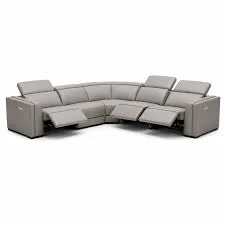 Frazier Modern Gray Leather Sectional Sofa