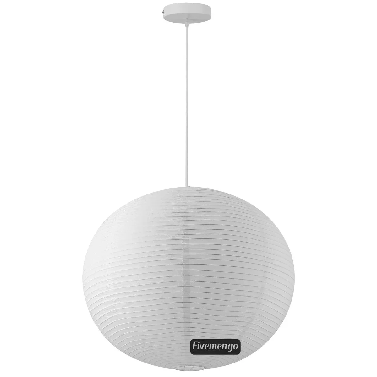 Globe White Ribbed Paper Lantern Pendant Light
