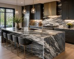 Deep Fantasy Quartzite Polished Stone Kitchen Island
