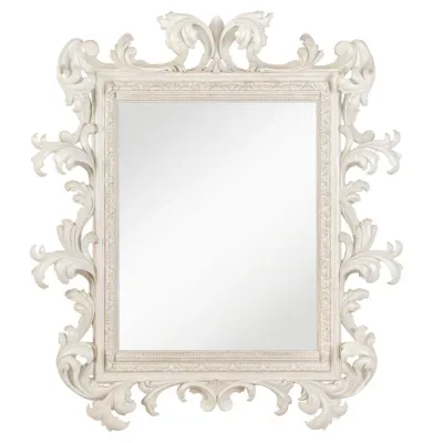 White Wood Ornate Wall Mirror