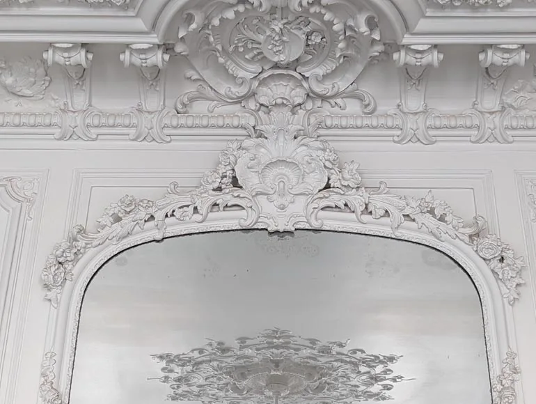 Arched White Ornate Wall Mirror