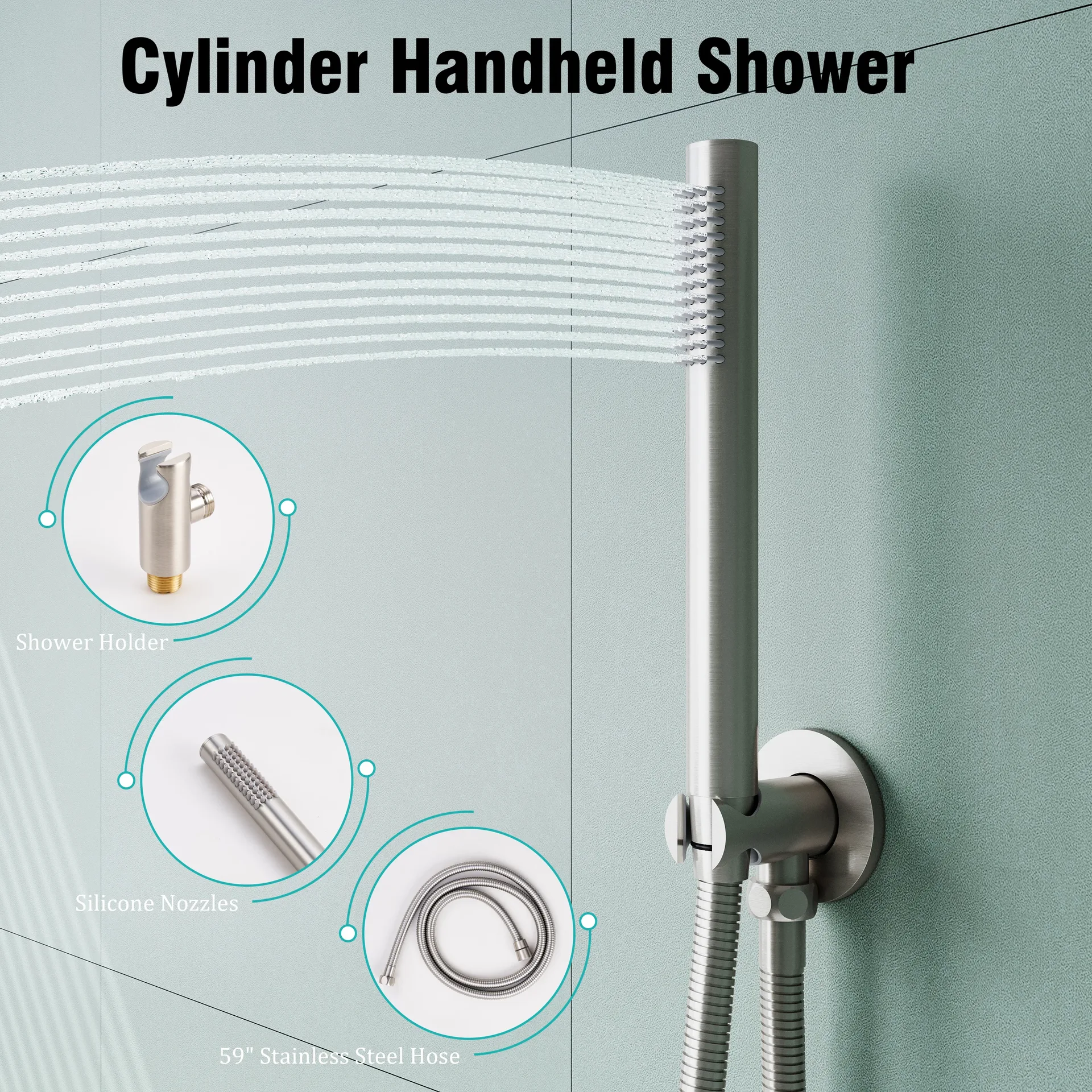 Cylindrical Handheld Shower Head
