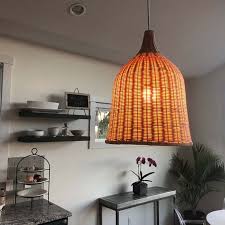 Woven Rattan Bell Pendant Light