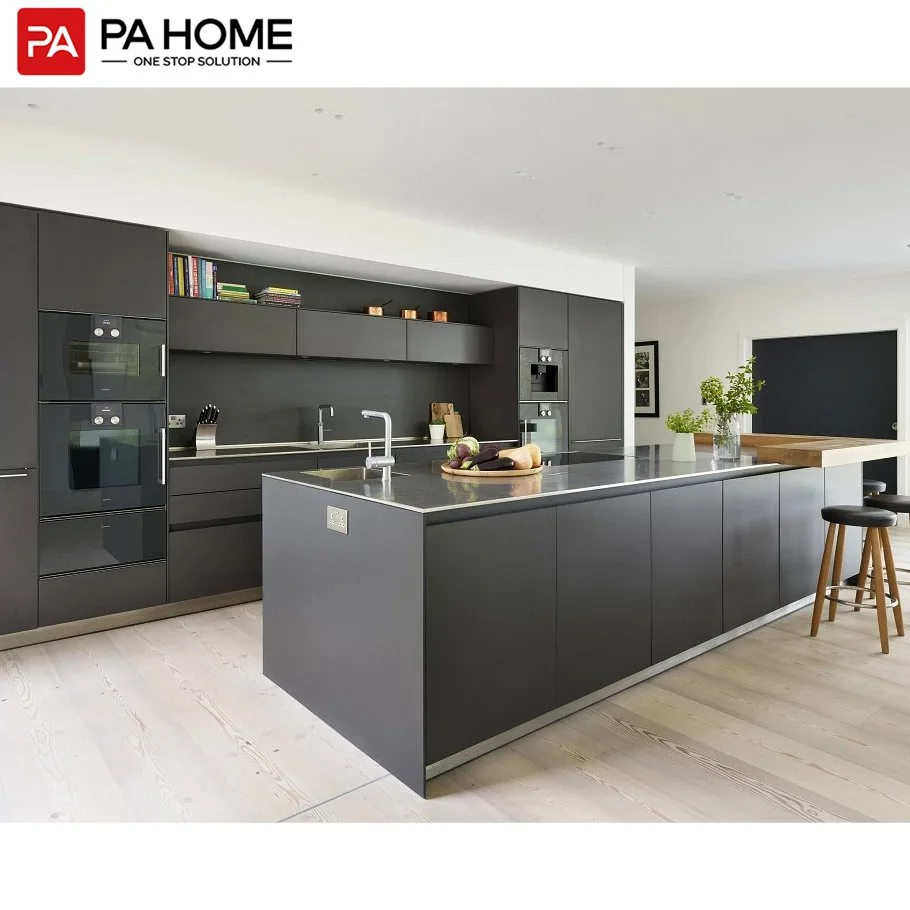Matte Black Rectangular Kitchen Island