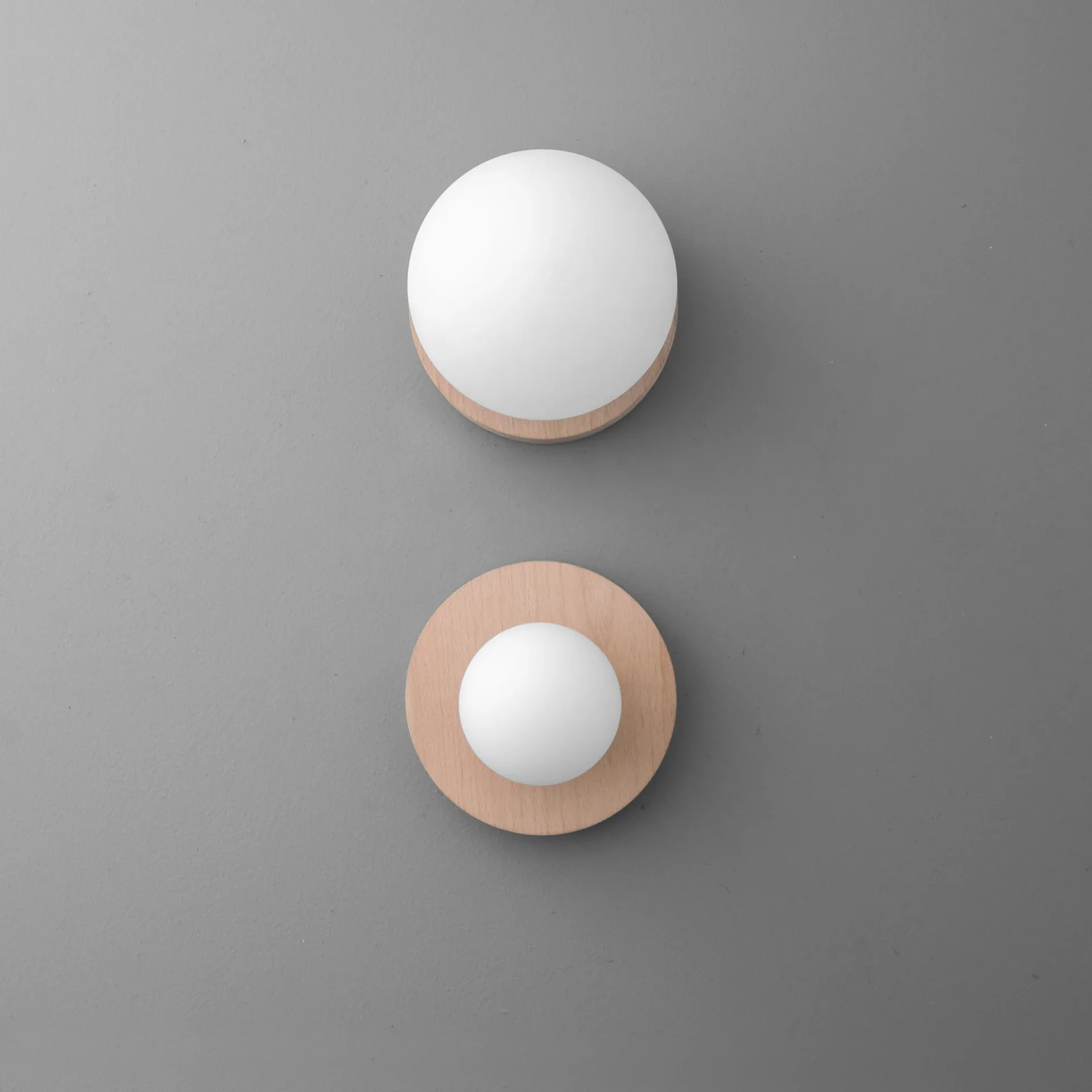 Minimalist Round Wood and Glass Wall Sconce