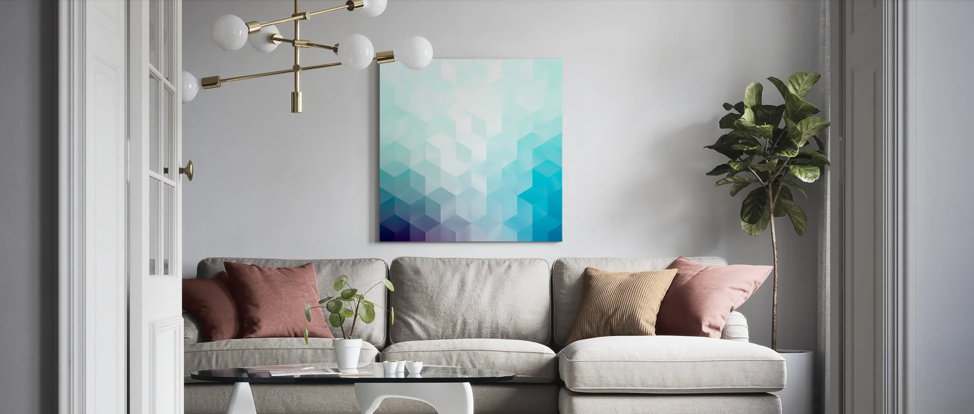 Square Blue Abstract Framed Wall Art