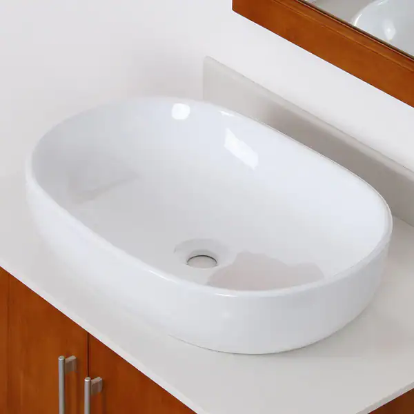 White Ceramic Oval Vessel Sink