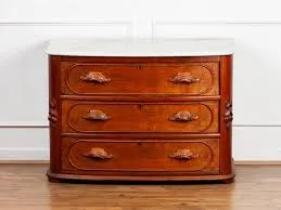 Antique Victorian Walnut Marble Top Chest of Drawers