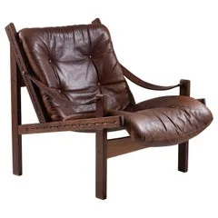 Torbjorn Afdal Hunter Brown Leather Lounge Chair