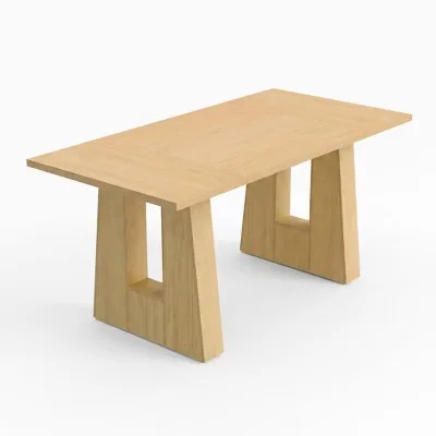 Natural Wood Rectangular Dining Table