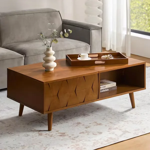 Seina Textured Rectangular Wood Coffee Table