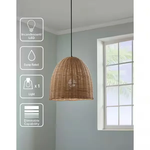 Highler Natural Rattan Woven Pendant Light
