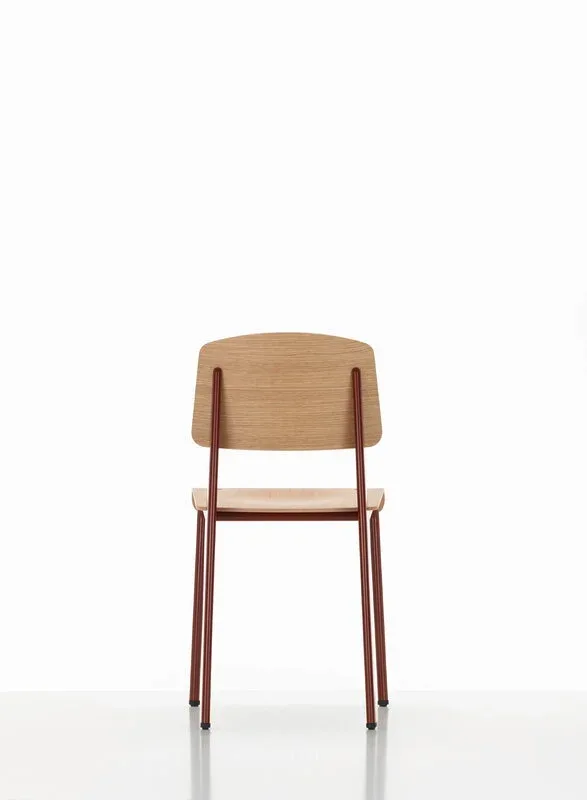 Oak and Red Lacquered Desk Chair