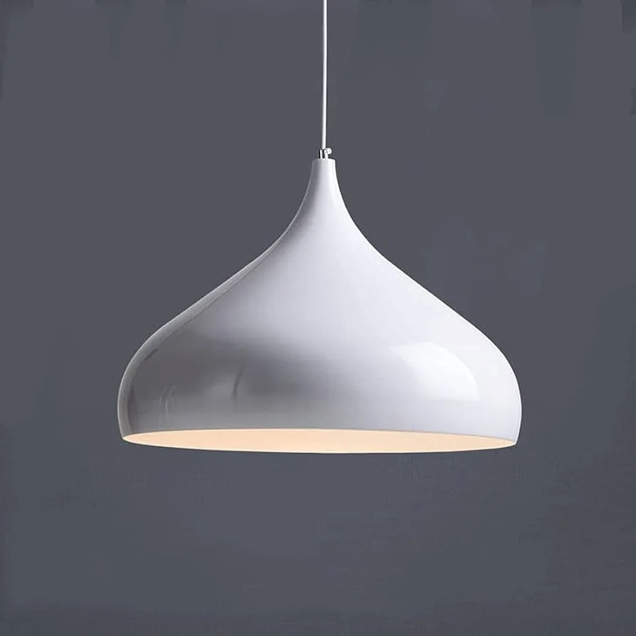 Glossy White Metal Pendant Light
