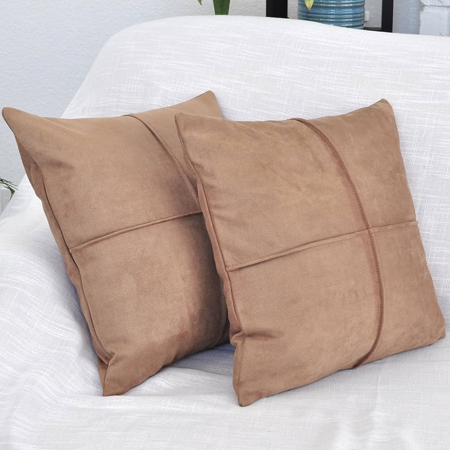 Brown Suede Square Throw Pillow