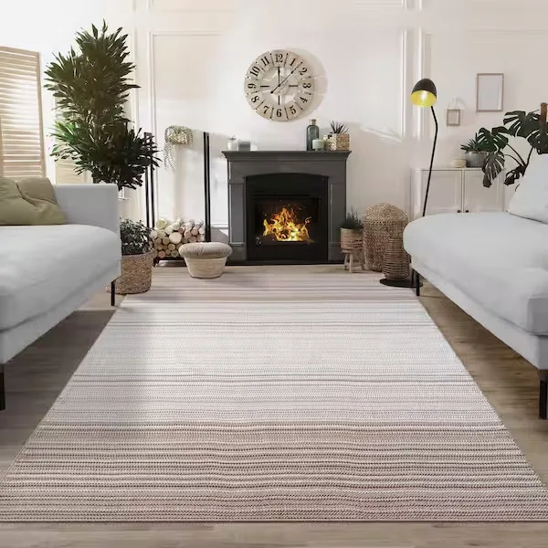 Home Decorators Collection Cassie 5 ft. x 7 ft. Ivory Stripe Area Rug 64765