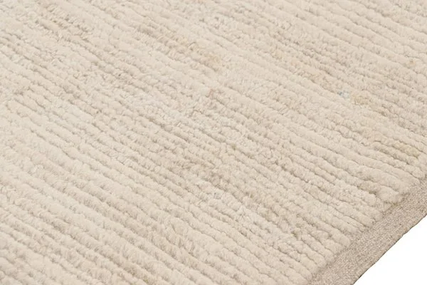Ribbed Cream Wool Area Rug