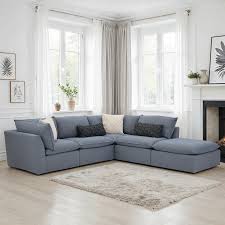 Liam Blue Fabric Sectional Sofa