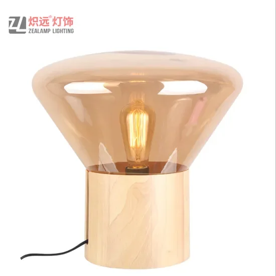 Modern Glass Shade Wooden Base Table Lamp for Living Room - Table Light, Table Lighting | Made-in-China.com