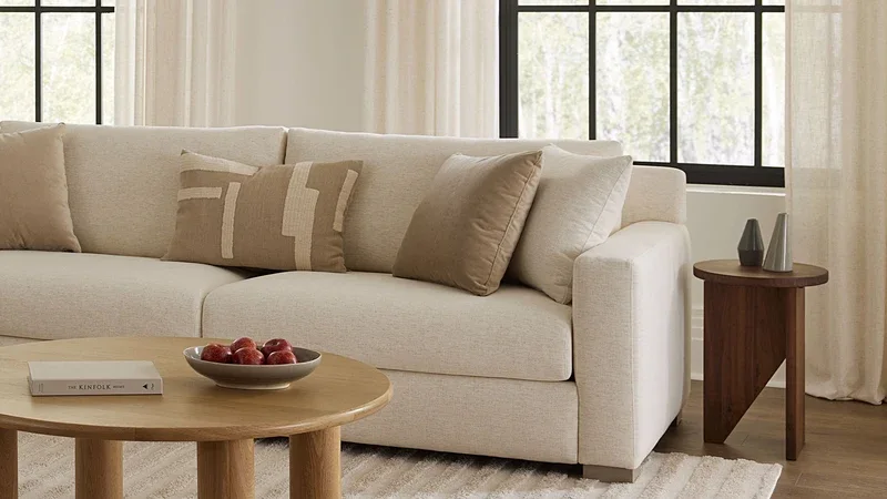 Beige Textured Fabric Sofa