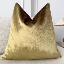 Gold Velvet Square Throw Pillow