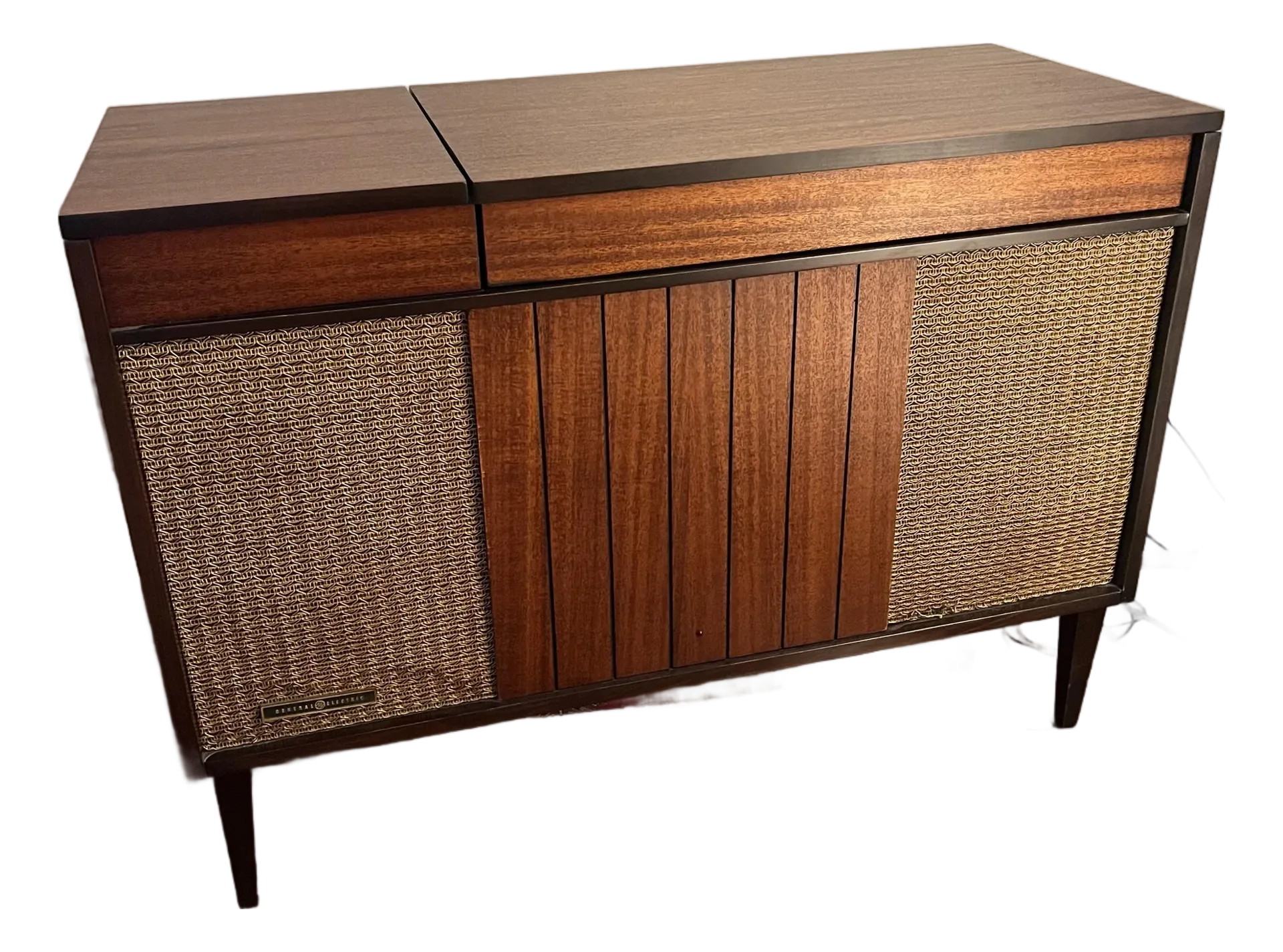 Mid-Century Modern Wood Record Player Cabinet