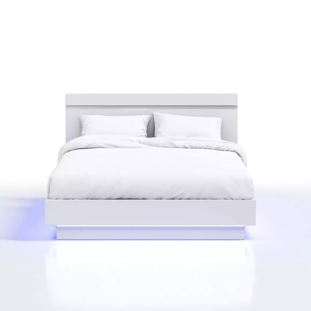 Modern White Platform Bed