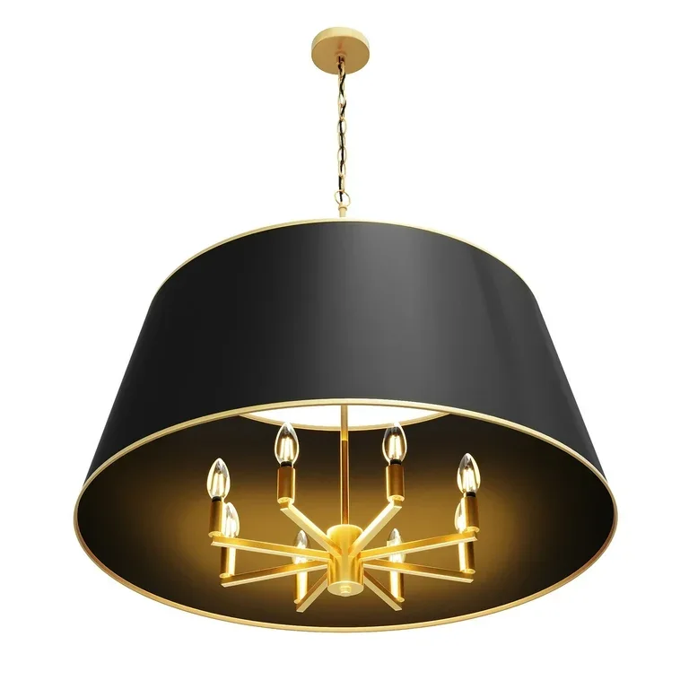 Matte Black Drum Pendant Chandelier