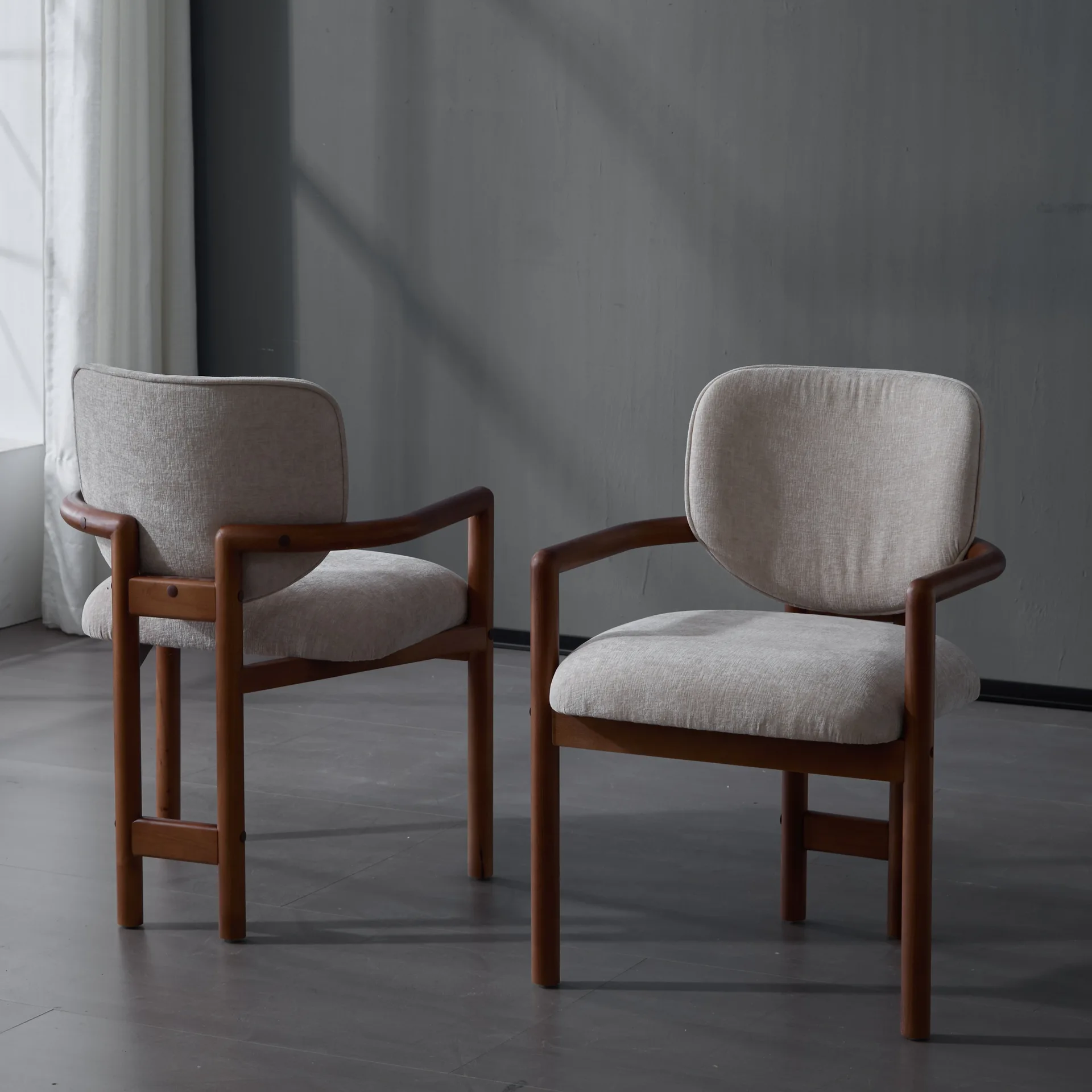 Mid-Century Upholstered Wood Armchair