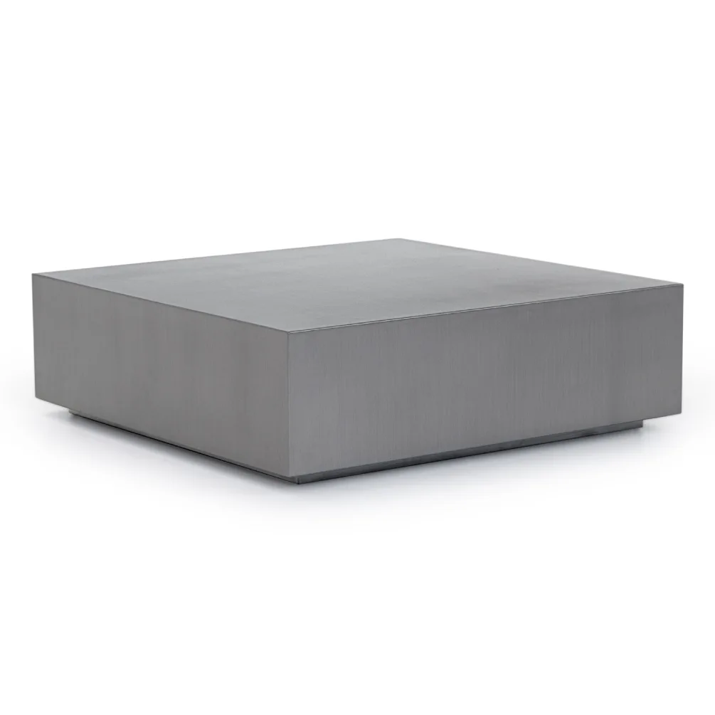Anvil Brushed Steel Square Coffee Table