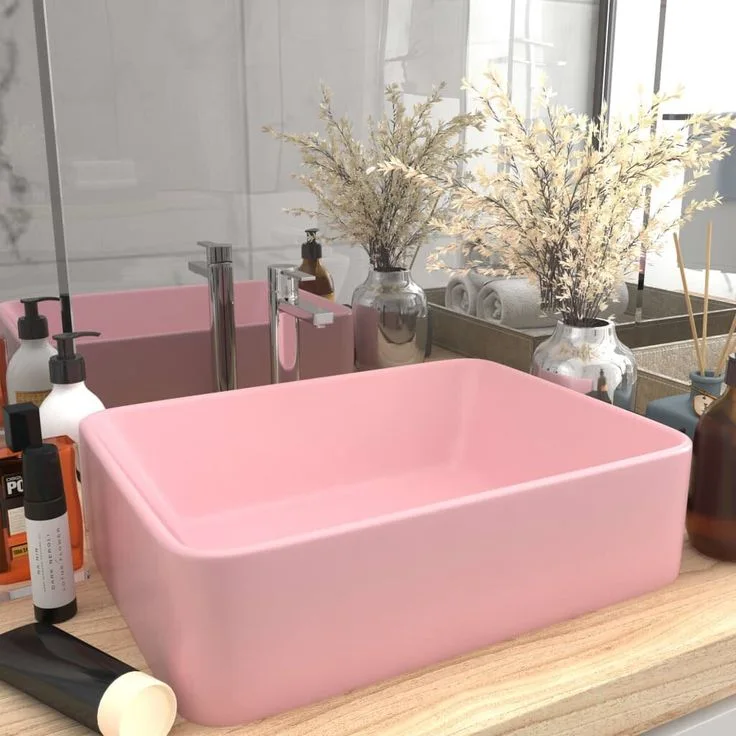Kratz Pink Rectangular Vessel Sink