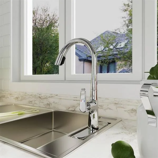 GIVING TREE Chrome Gooseneck Kitchen Faucet