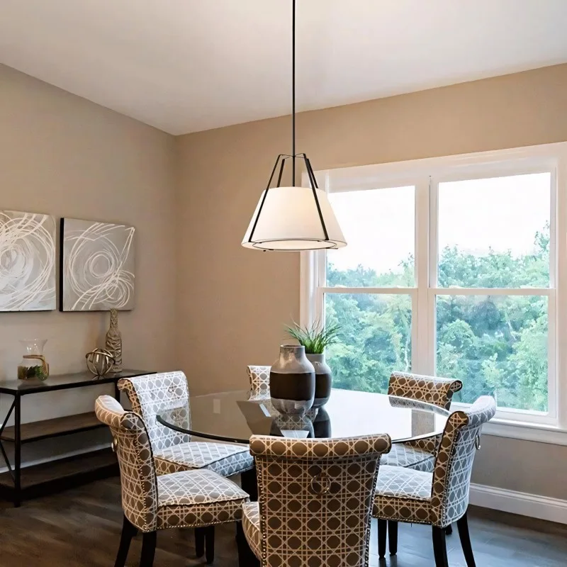 Modern Linen Drum Pendant Light