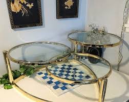 Vintage Brass and Glass Nesting Coffee Tables