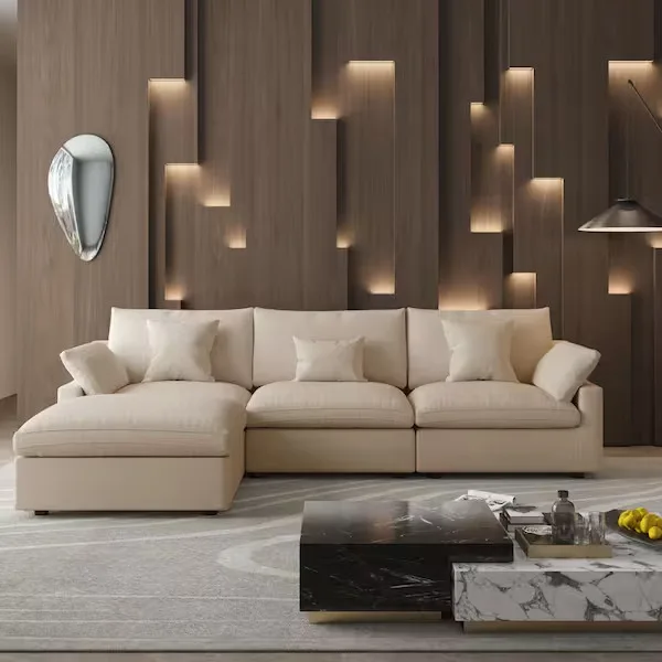 Linen L-Shaped Sectional Sofa