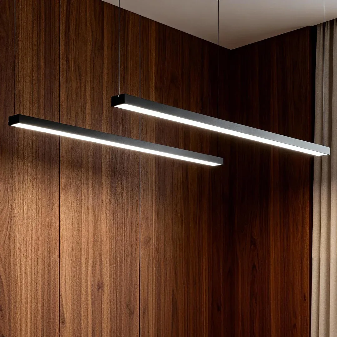 Matte Black Linear Pendant Light