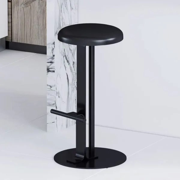 Minimalist Black Metal and Wood Bar Stool