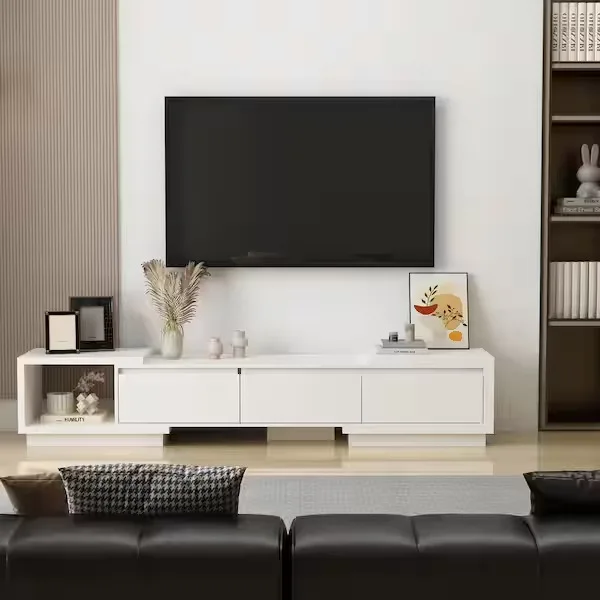 Modern White Wood Media Console