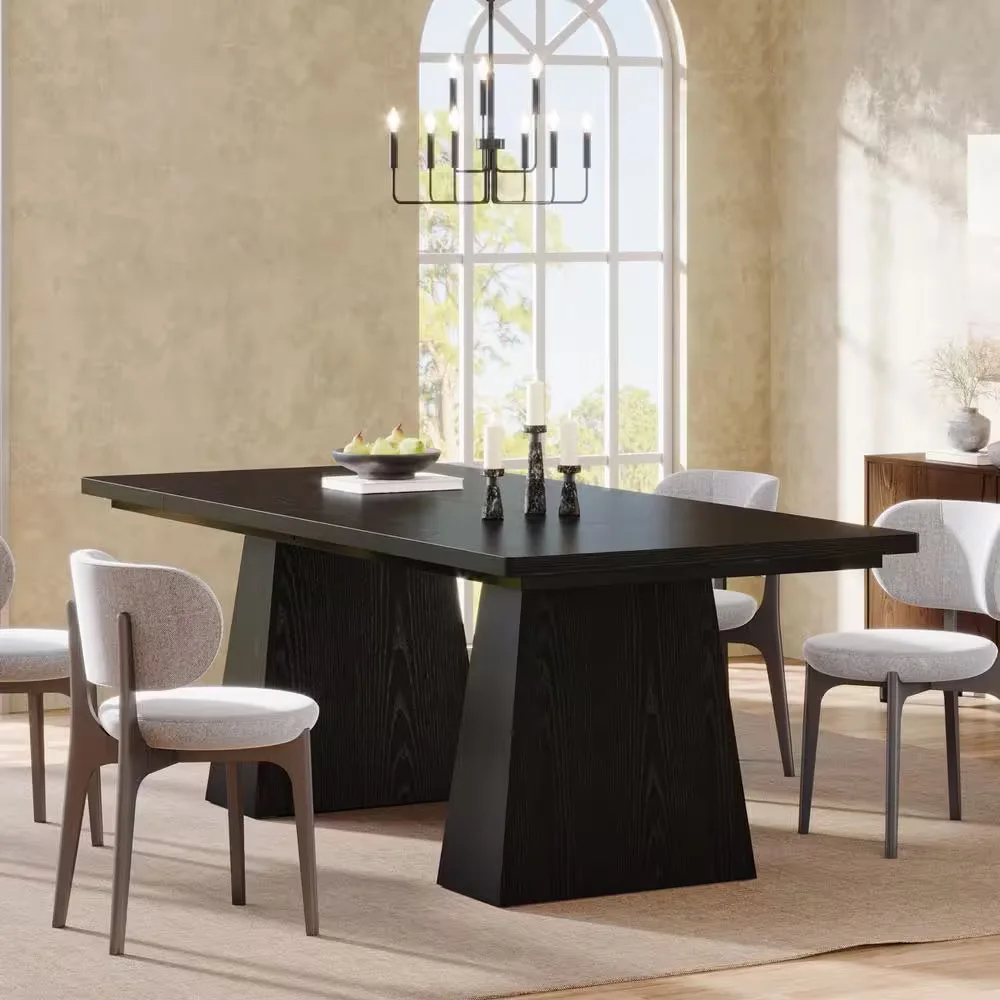 BYBLIGHT Black Rectangular Dining Table