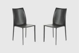 Wesson Modern Gray Leather Dining Chair