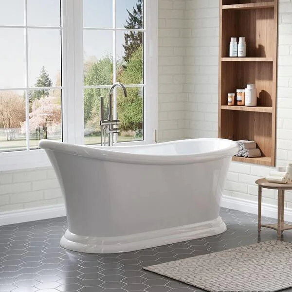 FORCLOVER York Glossy White Acrylic Freestanding Bathtub