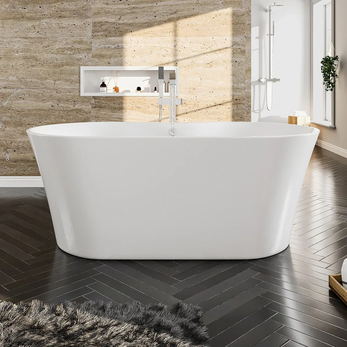 Eviva Emely Glossy White Oval Freestanding Bathtub